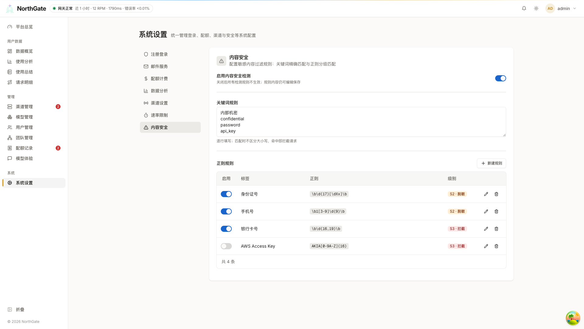 治理规则:内容过滤与脱敏